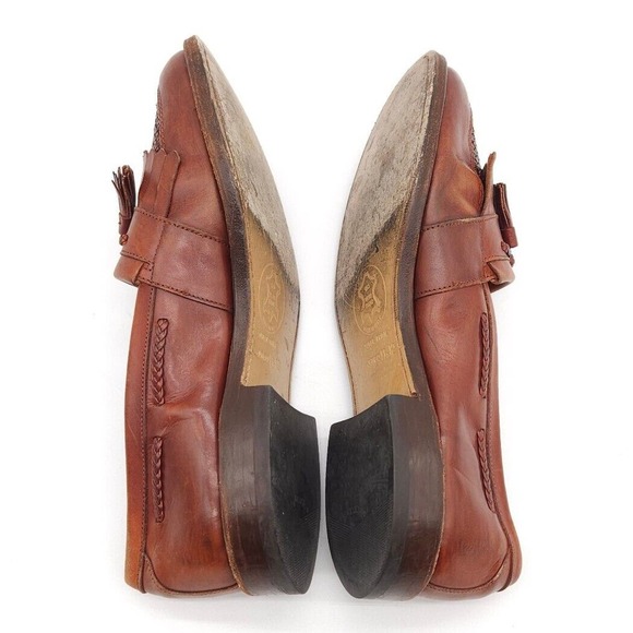 Allen Edmonds Mens 10 D Cody Brown Tassel Kiltie Weave Loafer Leather Dress Shoe - Picture 7 of 9